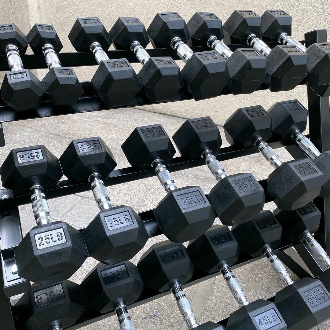 350/450/550 lbs Hex Weight Dumbbells Sets with Rack Rubber Encased Dumbbell Free Weights Set for Home Gym Weight Rack with Dumbbells Set