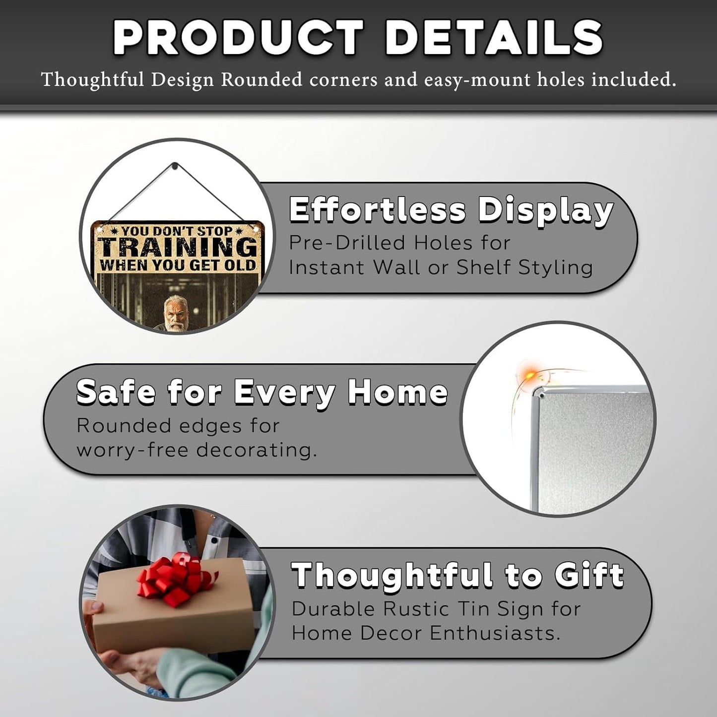 Vintage Gym Training Metal Tin Sign You Don’t Stop Training When You Get Old Wall Art Decor For Bodybuilder Funny Wall Art Home Kitchen Gym Boxing Club Fitness 12 * 8inch