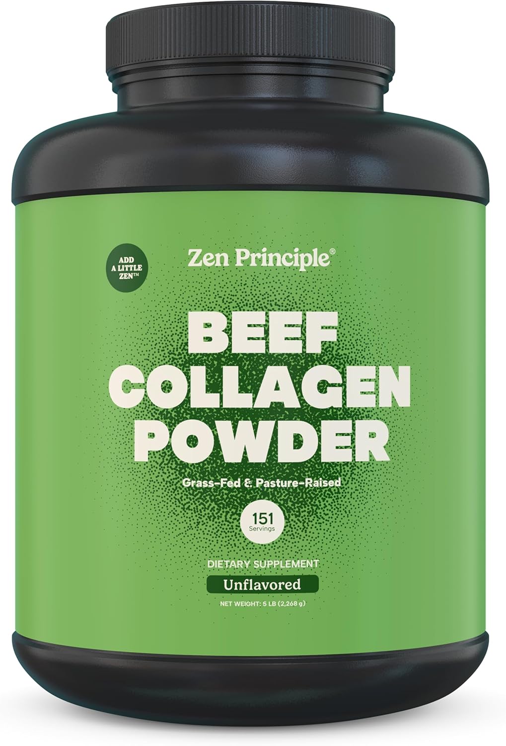 Zen Principle Grass-Fed Agglomerated Collagen Peptides 5 lb. Anti-Aging Hydrolyzed Protein Powder for Healthy Hair, Skin & Joints. Paleo and Keto Friendly, GMO and Gluten Free, Pasture-Raised Bovine.