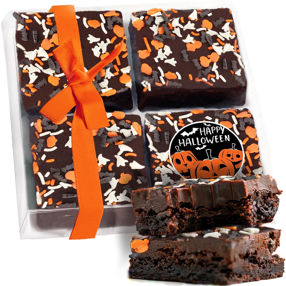 Happy Halloween cookies brownies Gift Basket Chocolate Fudge Brownie Cake Gift For Men Women Package | Nut Free Dairy Free