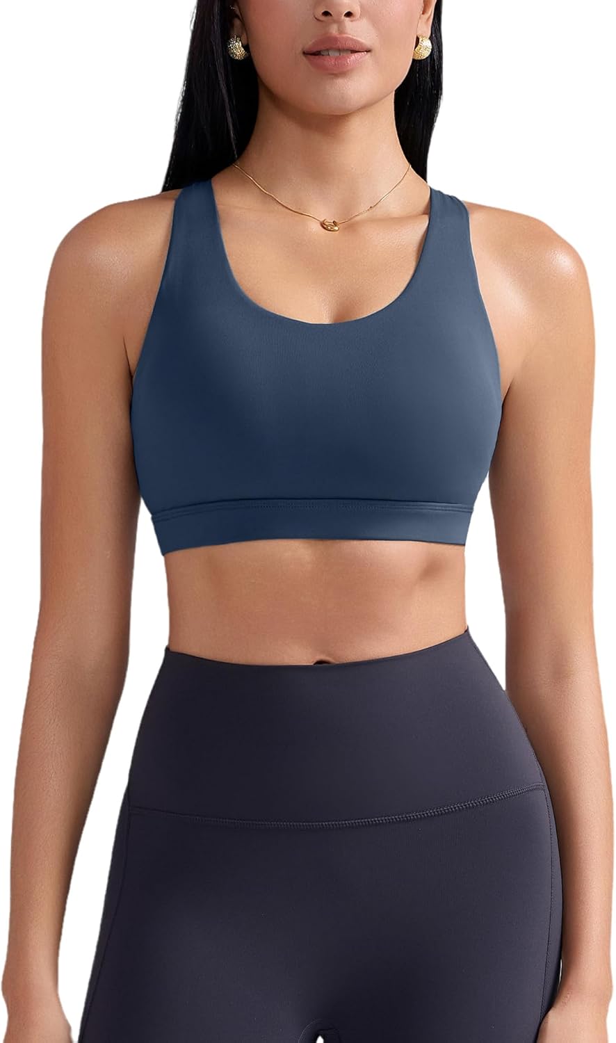 RUNNING GIRL Sports Bra for Women, Criss-Cross Back Padded Strappy Sports Bras Medium Support Yoga Bra with Removable Cups