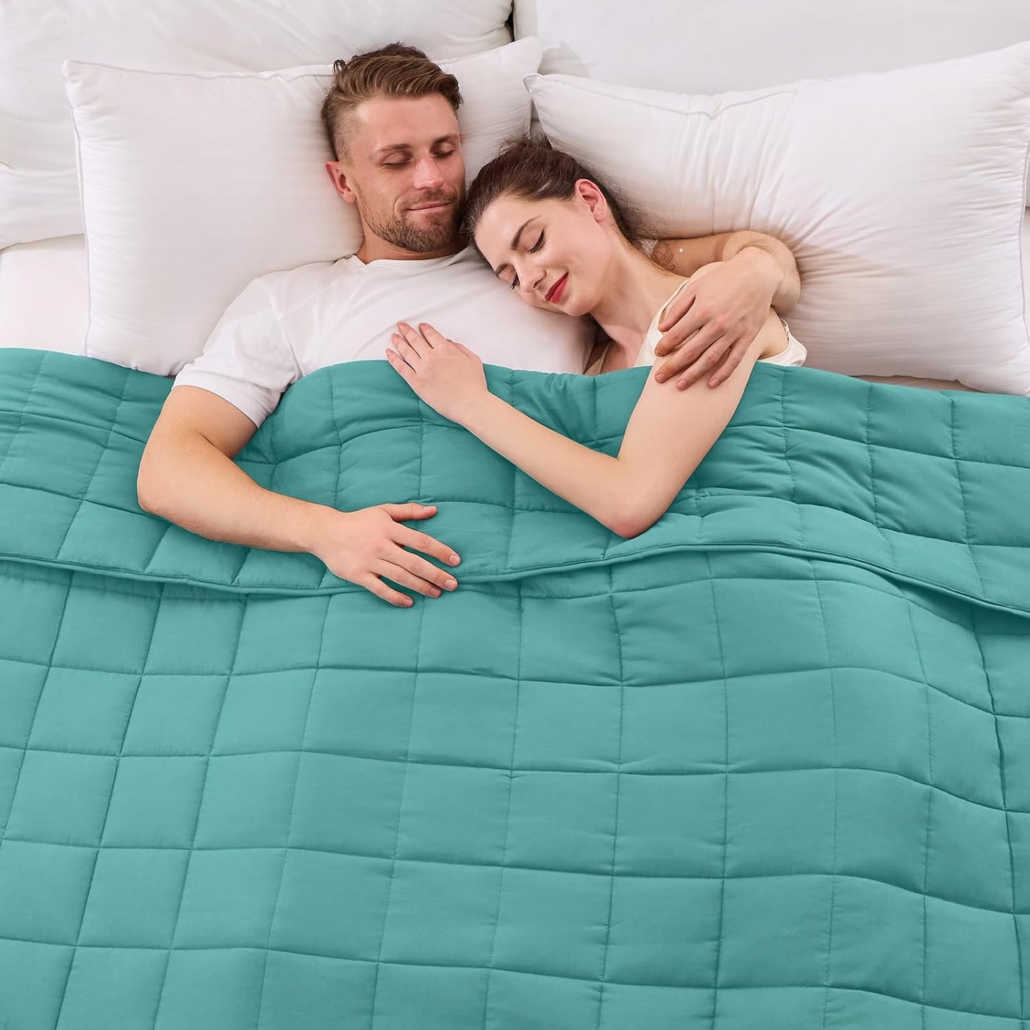 yescool King Size Weighted Blanket for Adults (25 lbs, 80” x 87”, Teal) Cooling Heavy Blanket for Sleeping Perfect for 240-260 lbs, Breathable Blanket for Adults & Couple All Season, Machine Washable