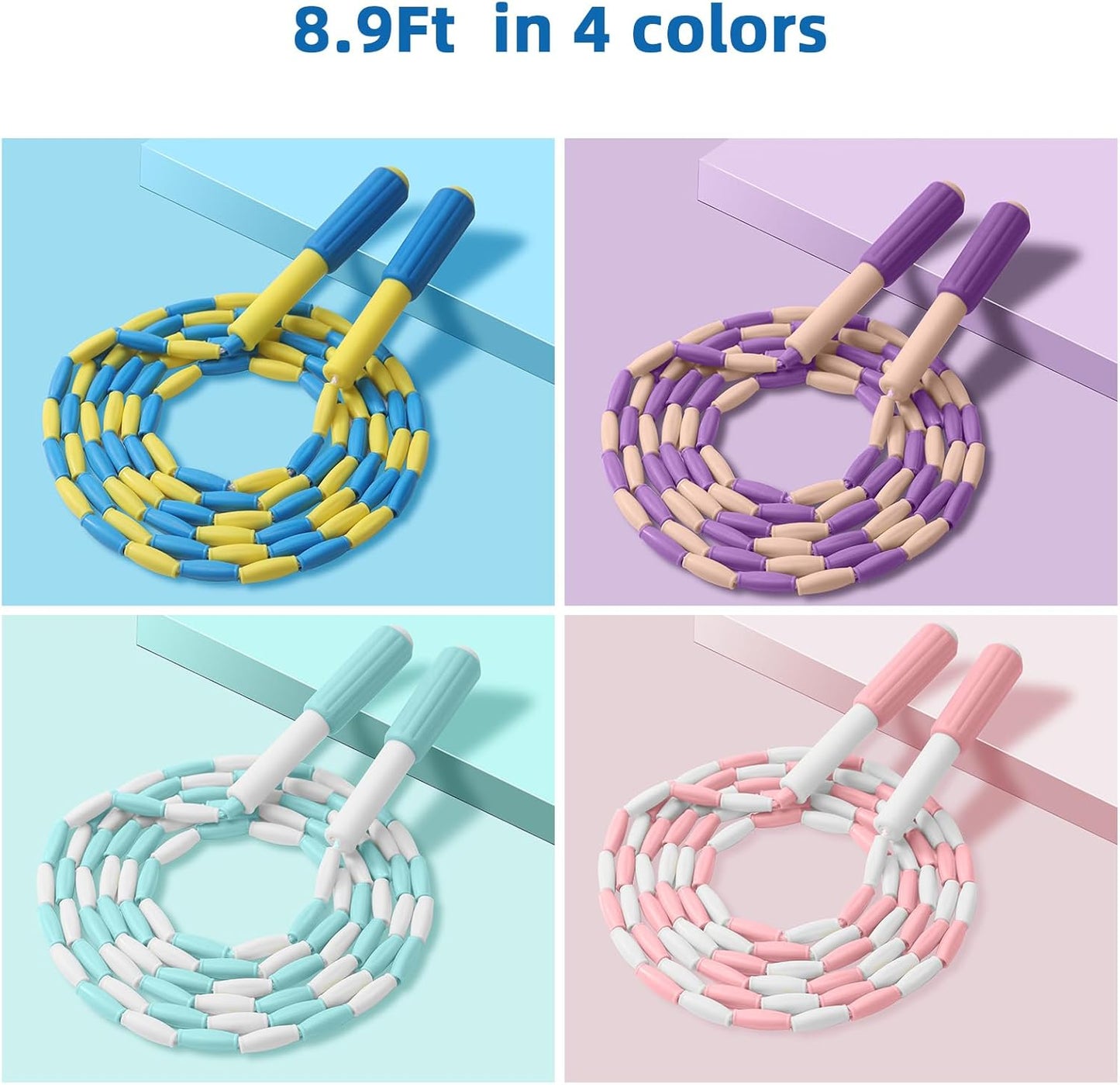 20 Pack Jump Rope for Kids Bulk 9Ft Beaded Jump Ropes for Age 4 5 6 7 8 10 12, Adjustable Jumping Rope for Children and Adults Exercise, Outdoor Fun Activity Workout, Training