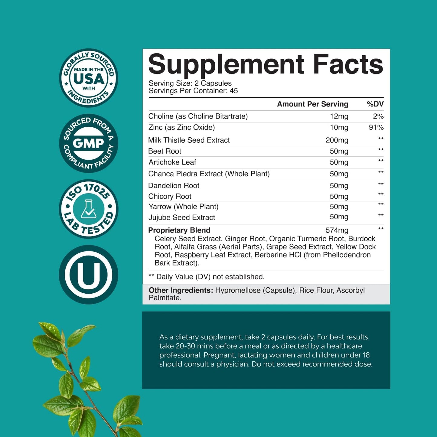 Liver Cleanse Detox & Repair 90 Capsules - Herbal Liver Support Milk Thistle Supplement - Silymarin Milk Thistle Supplements with Dandelion Root, Choline, Beetroot & Artichoke Extract