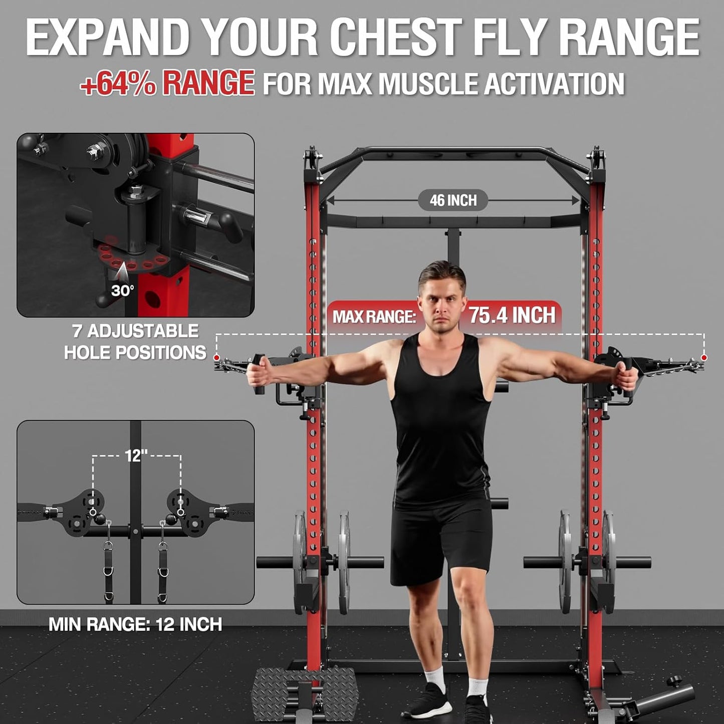 Mikolo Power Cage, 2000LB Power Rack with Independent Dual Pulley System, Multi-Function Home Gym Workout Machine for Cable Crossover