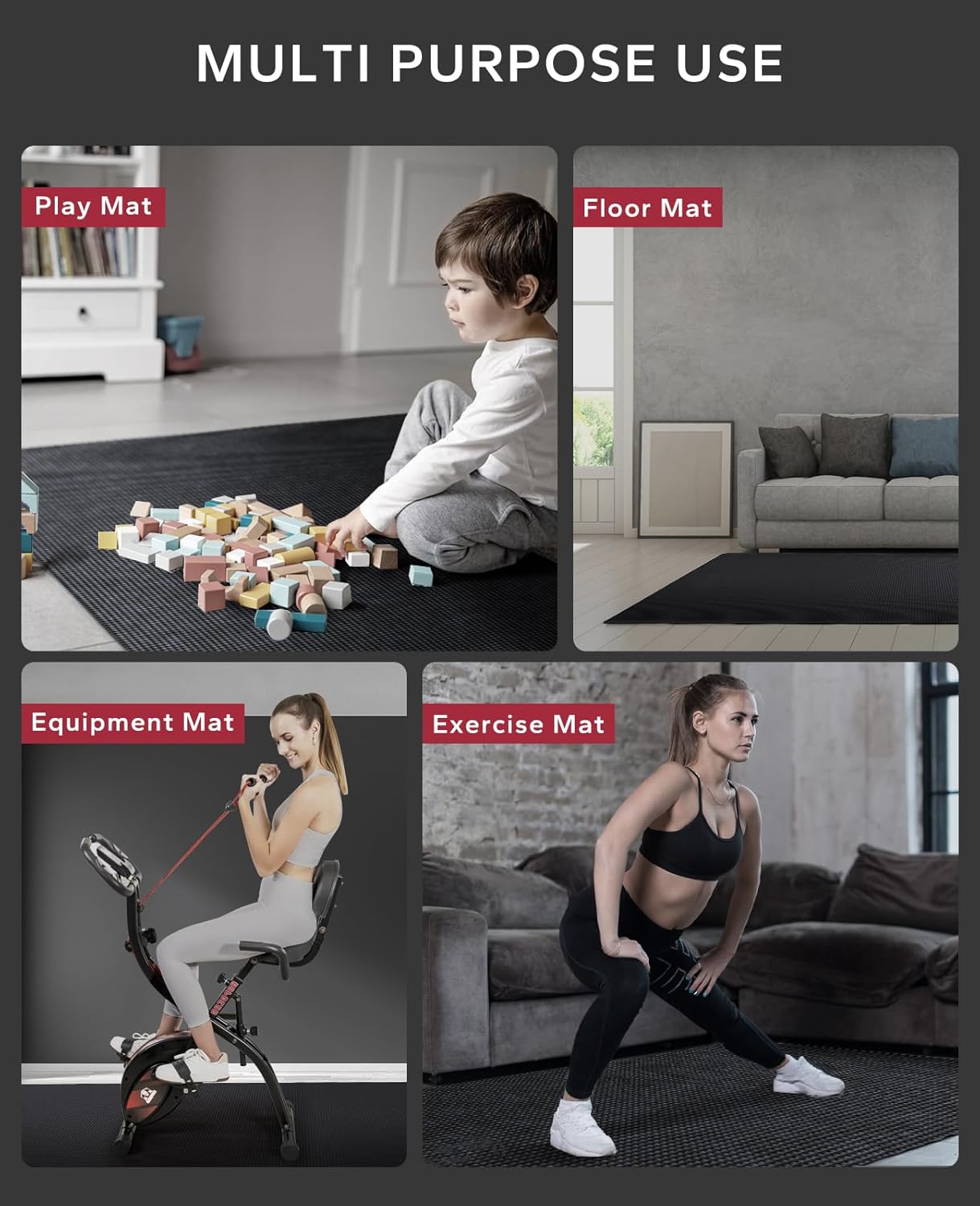 HAPBEAR Extra Large Exercise Mat-7'x5'/6'x8'/6'x9'/6'x10'/6'x12'x8mm(1/3 inch),Non-Slip, Ultra Durable, Thick Workout Mats for Home Gym Flooring Cardio, Yoga Mats for Fitness, High-Density Exercise Mat, Shoes-Friendly