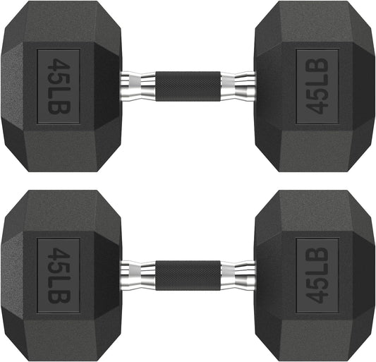 Hex Dumbbell Set 2.5-400 lb, Rubber Encased Exercise & Fitness Dumbbells, Weights Dumbbells Set of 2, Hand Weight for Strength Training