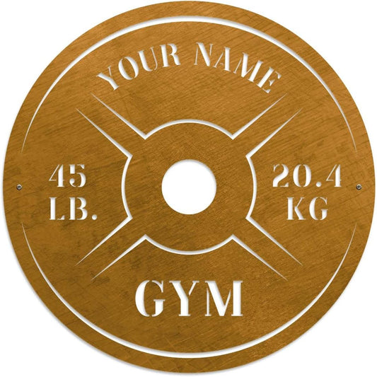 Personalized Home Gym LED Tin Metal Sign Multiple Sizes, Weight Lifting Exercise Workout Room Training Fitness Center Motivational Inspirational Quotes Decor Wall Art Hanging Accessories (10 w/o LED)