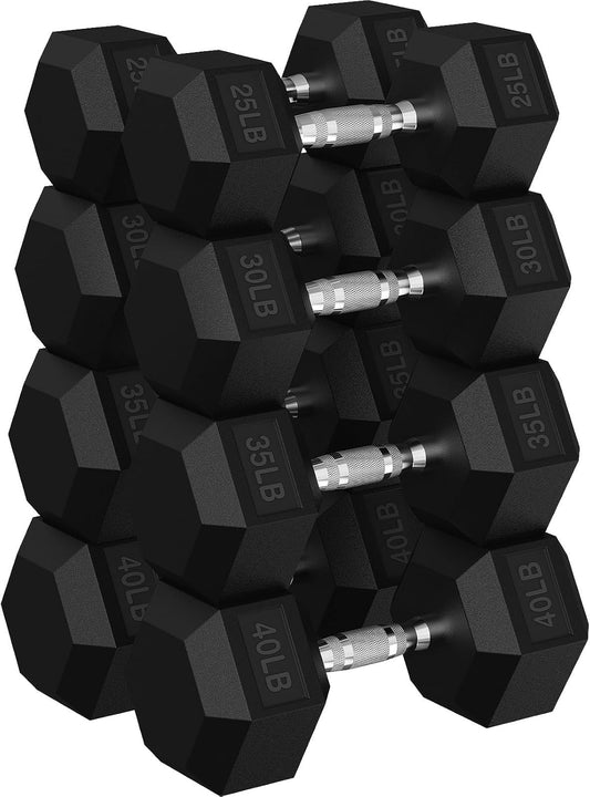 Hex Dumbbell Set, 30-480 lb Set Rubber Encased Exercise & Fitness Dumbbells, Weights Dumbbells Set, Hand Weight for Strength Training
