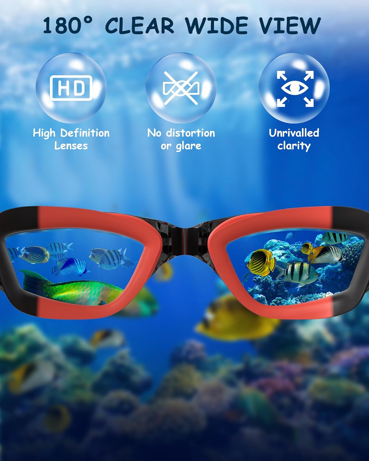 Kids Swim Goggles, Swimming Goggles for Kids Toddlers 3-14 with Swim Cap, Nose Clip, Nose Bridge, Ear Plugs