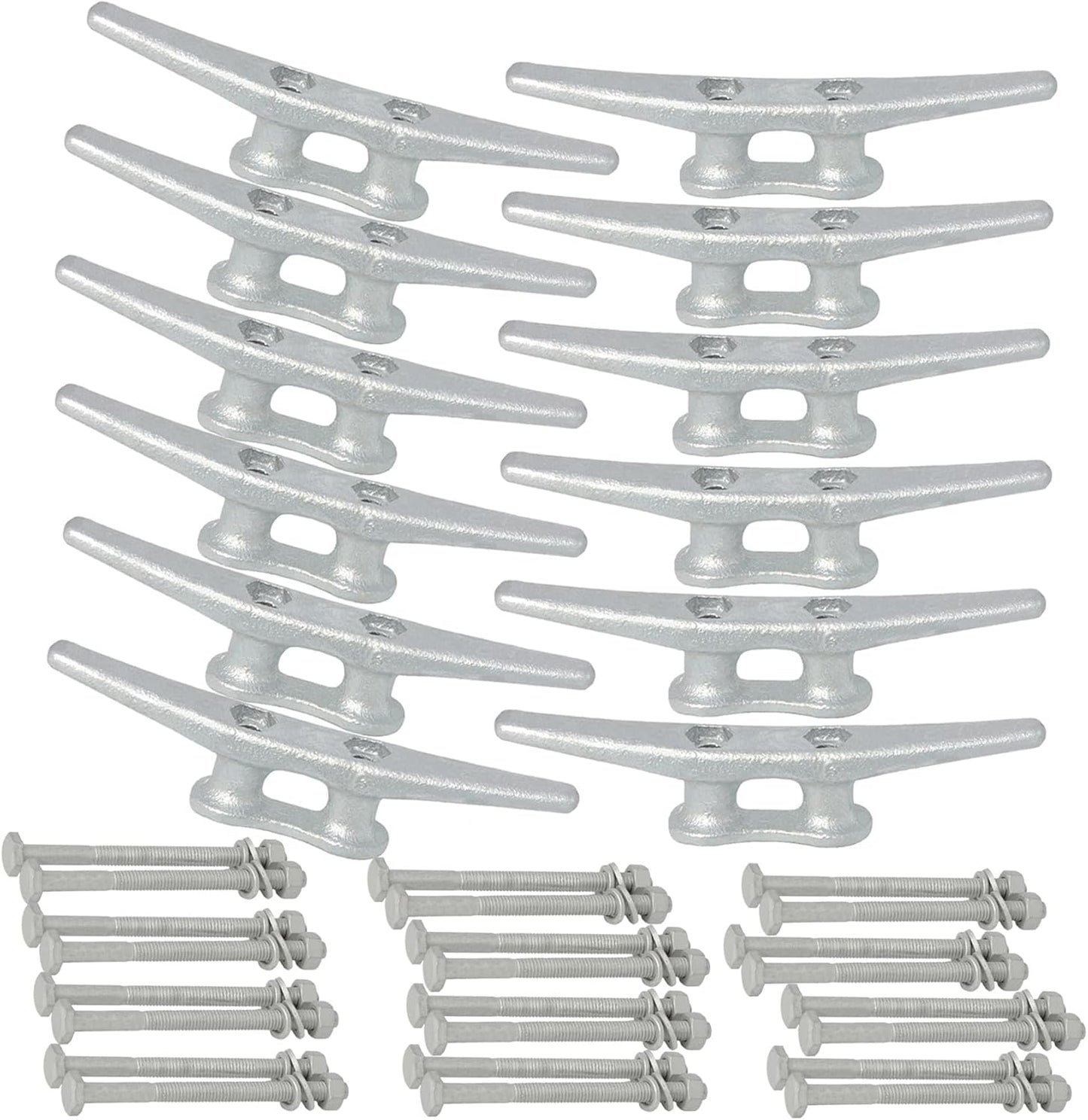 6/8/10/12/14 inch Dock Cleats With Bolts,Hot Dipped Galvanized Cast Iron Boat Cleats,Rope Cleat Boat Dock Cleats for Boat Docks,Decks,Piers for Tying up Boats,Marine Decor(1,2,4,5,6,8,10,12 Pack)