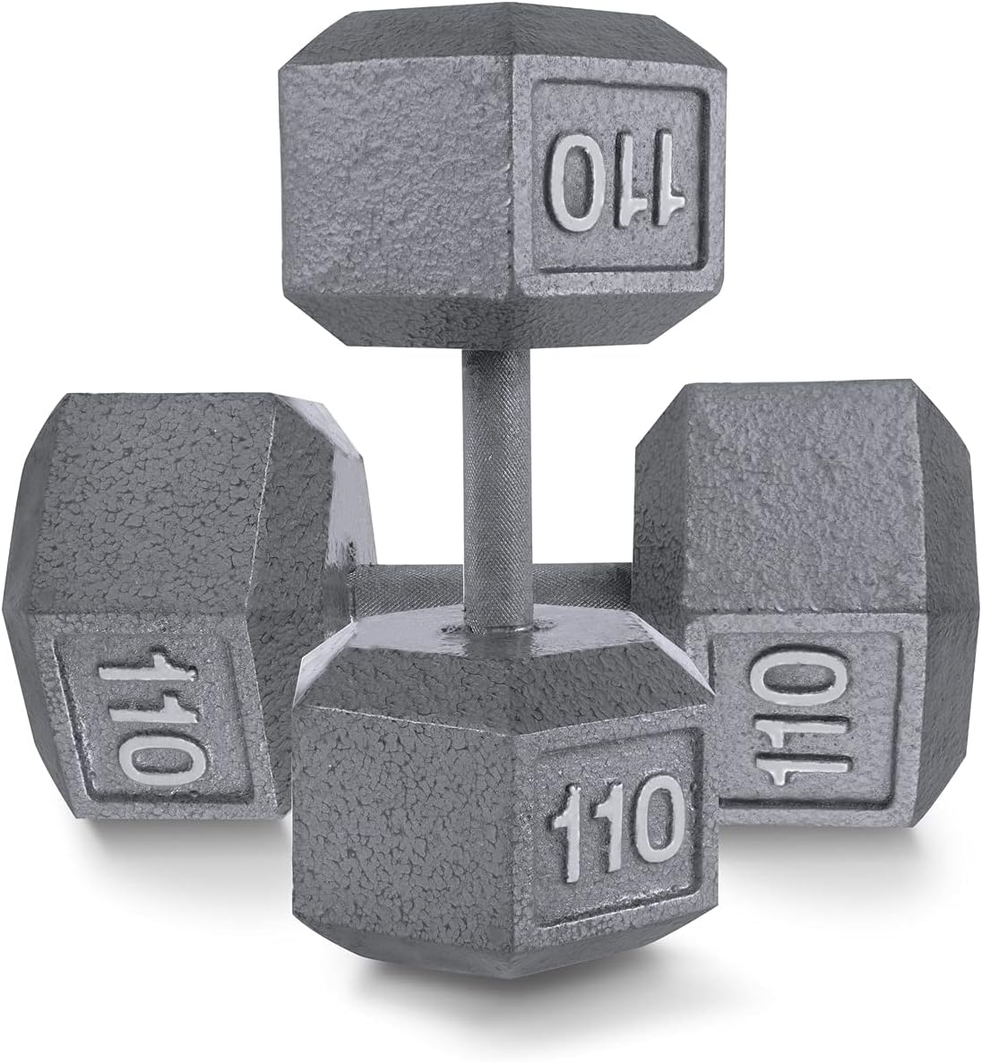 WF Athletic Supply Cast Iron Solid Hexagon Gray/Black Dumbbells, Strength Training Free Weights Set of 2 for Women and Men, Hand Weights Sold by Pairs, Multi-Select Size Options Available