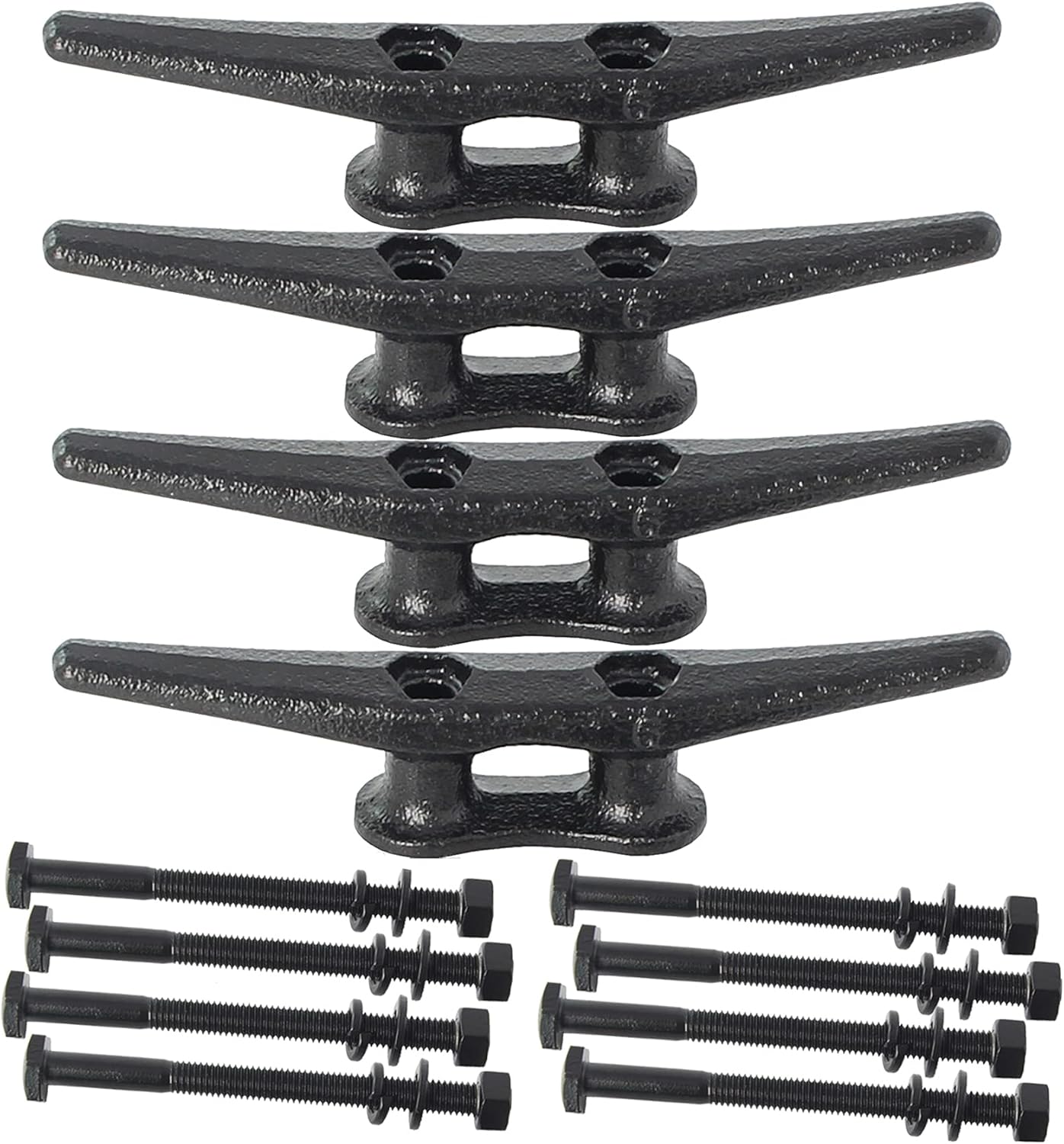 Dock Cleats 6/8/10 inch With Hardware,Electrophoretic Coated Black Boat Cleat Dock Boat Cleats,Rope Cleat Boat Dock Cleats Ideal for Boat Docks, Decks, Piers for Tying up Boats (2,4,6,8,12 Pack)
