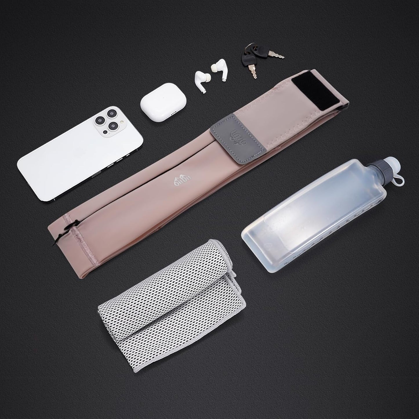 Running Belt for Women and Men, Water Proof Running Belts Fanny Pack with Water Bottle,Slim Hydration Running Bag Belts with Phone Bottle Holder Adjustable Fit for Runner (Pink, Medium)