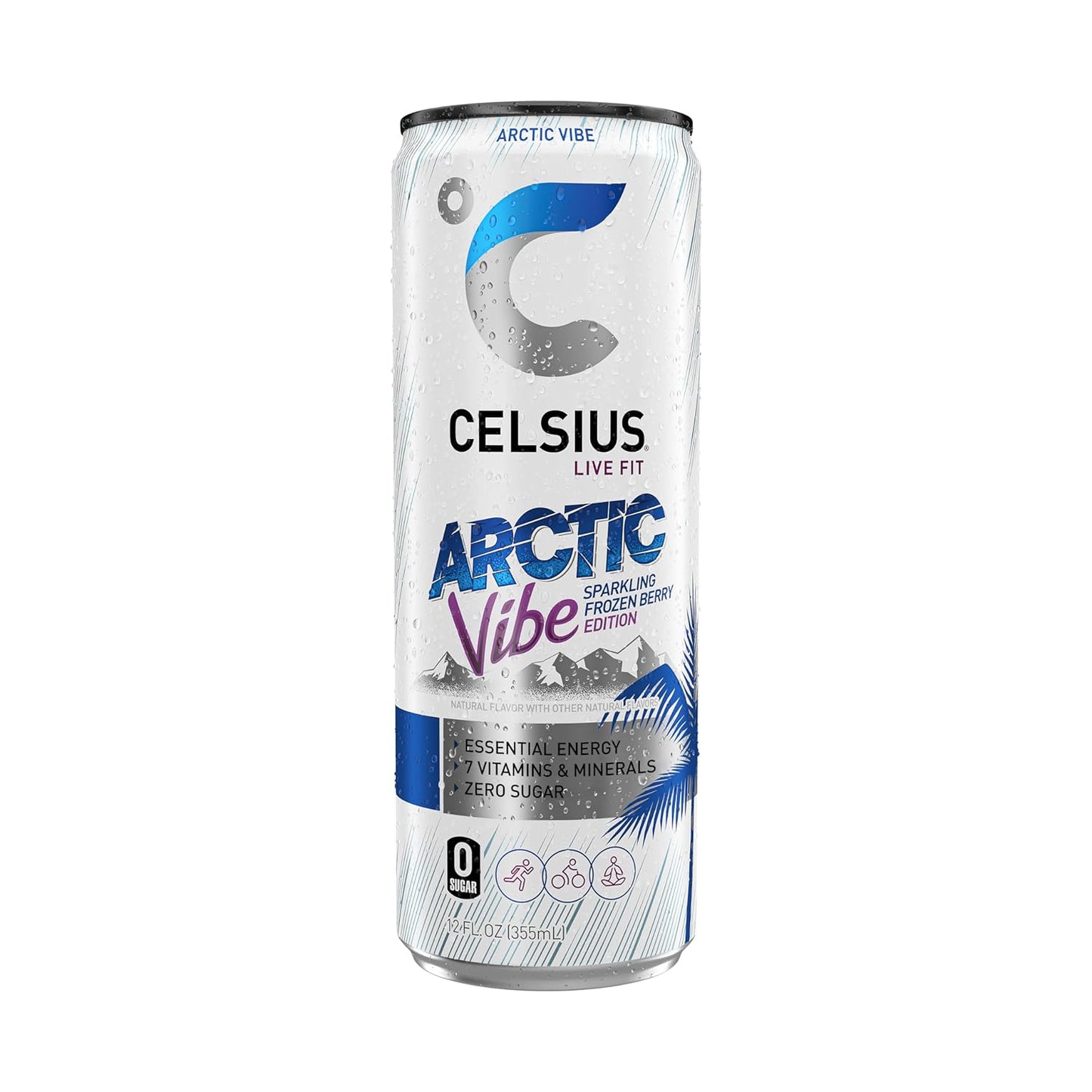 CELSIUS ARCTIC VIBE Sparkling Frozen Berry, Sugar Free Energy Drink, 12 Fl Oz (Pack of 12)