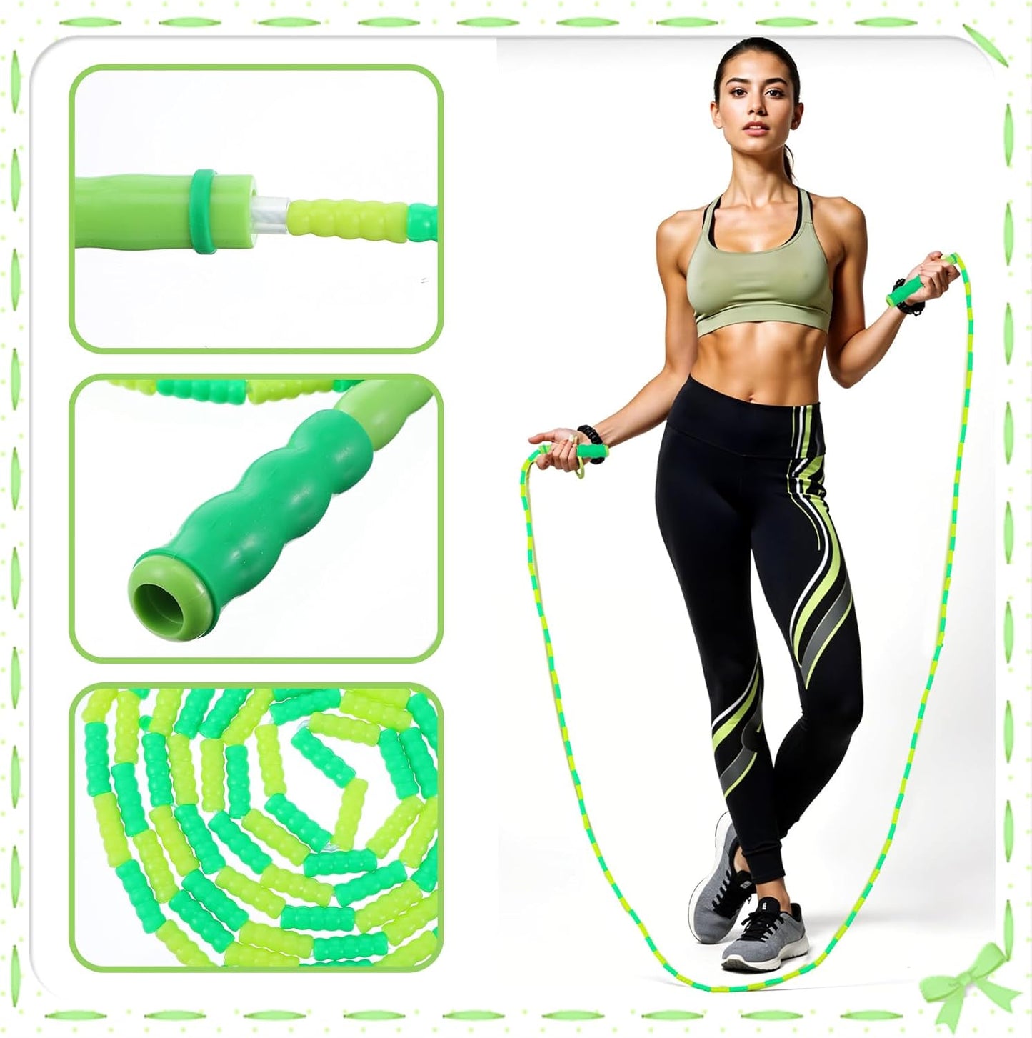 16 Pack Jump Ropes for Adults Kids, 9.2 Feet Adjustable Length Free Segmented Skipping Rope Bulk Soft Beaded Jumping Ropes for Women Men Exercise Training Workout Weight Loss