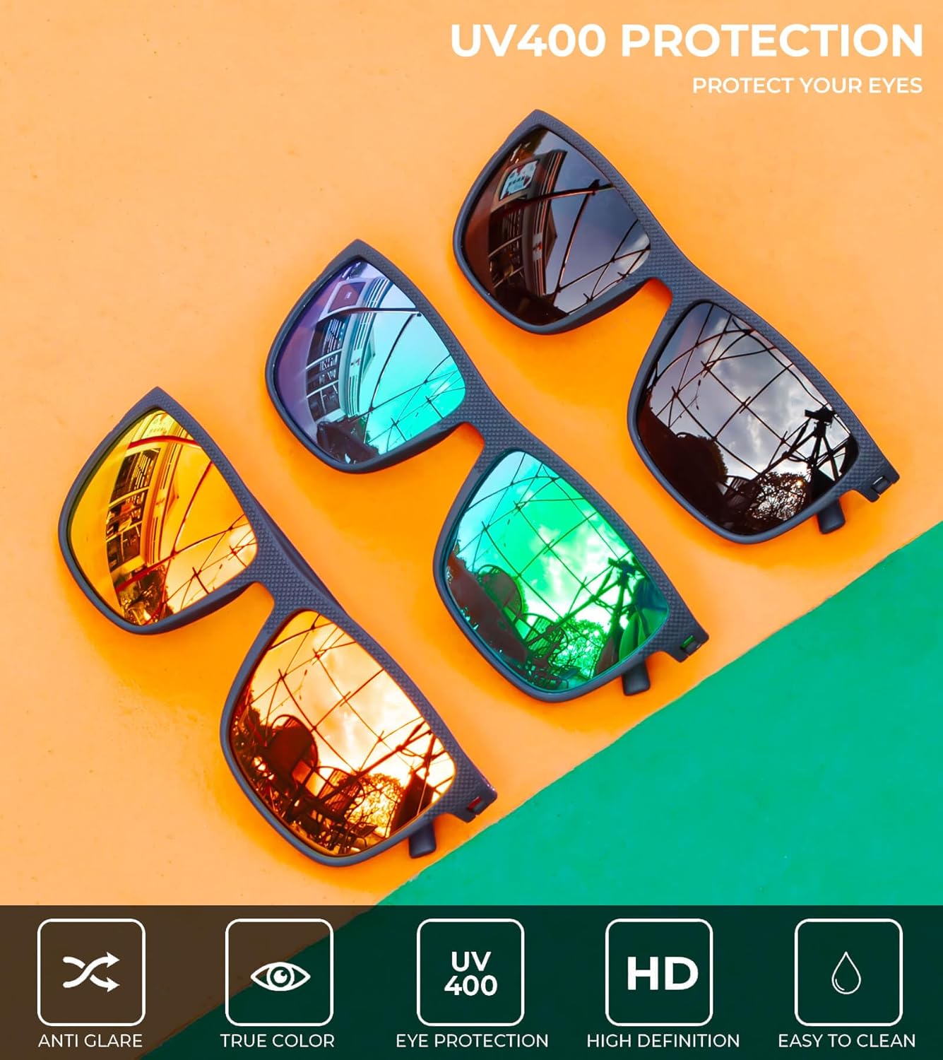 KALIYADI Polarized Sunglasses for Men, Lightweight Sun Glasses with UV Protection for Driving Fishing Golf