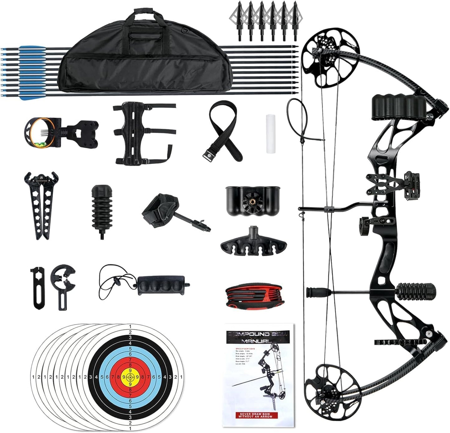 Compound Bows Draw Weight 30-70lbs Ready to Shoot, Bow and Arrow Set for Adults, Archery Set Come with All The Accessories