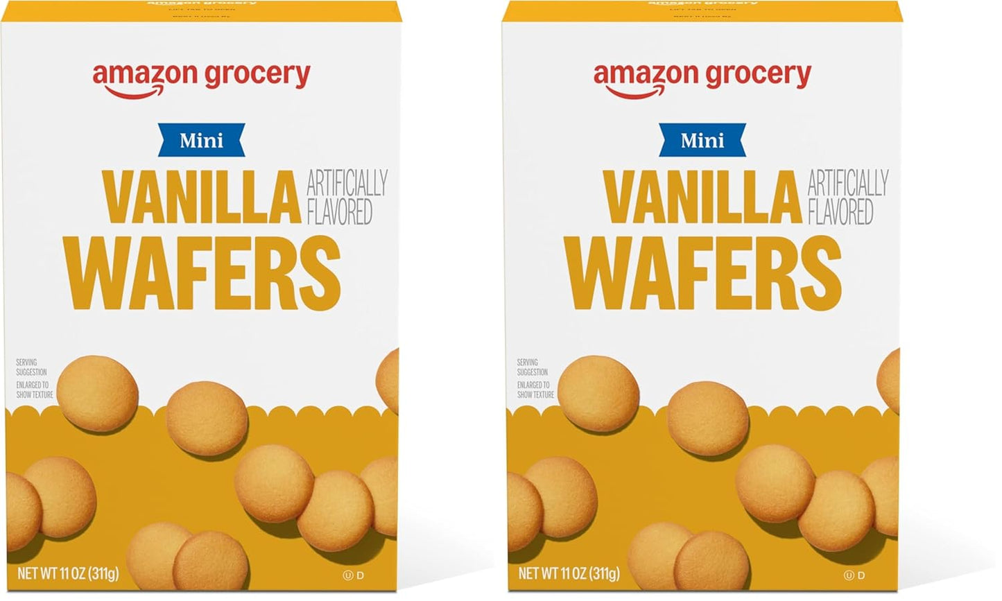 Amazon Brand - Happy Belly Mini Vanilla Wafers, 11 ounce (Pack of 2)