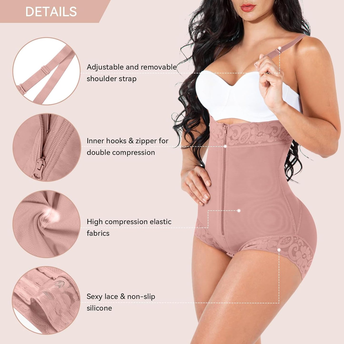 Shapewear for Women Tummy Control Fajas Colombianas Body Shaper Butt Lifter Compression Garment Open Bust Bodysuit