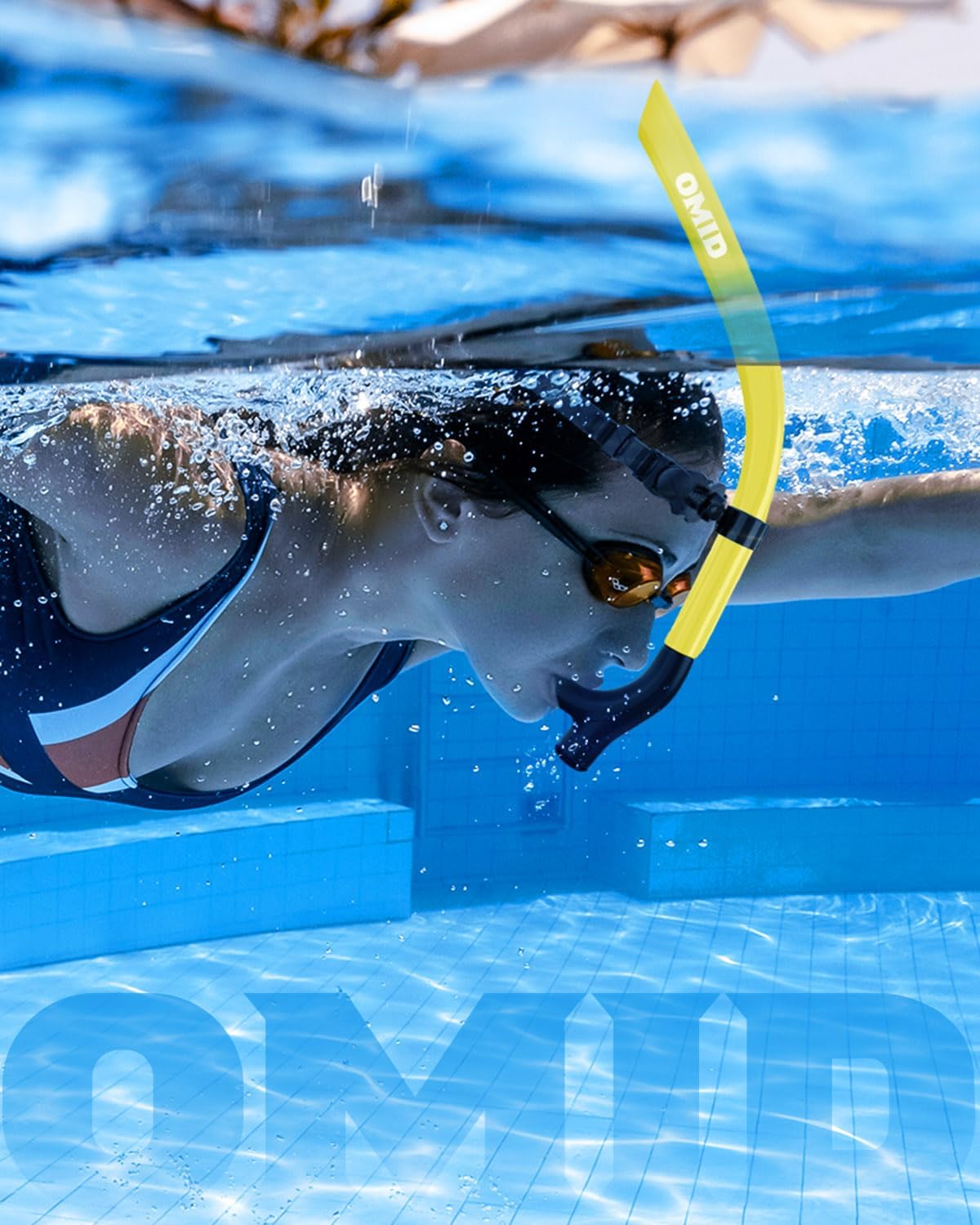 OMID SN1 Snorkel for Adult Youth, Diving Snorkel with One-Way Purge Valve, Food-Grade Silicone Mouthpiece