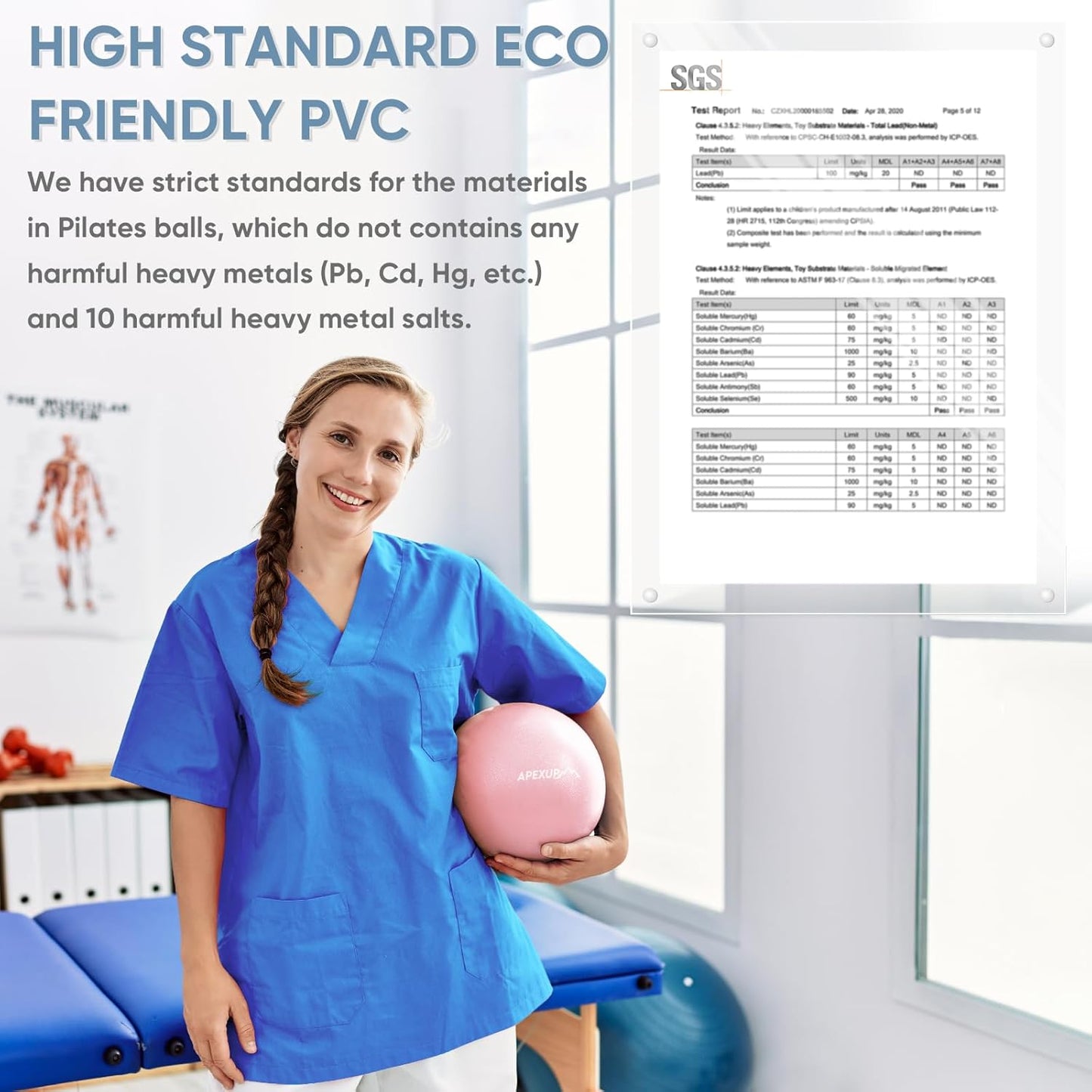 APEXUP Yoga & Pilates Ball - Anti Slip Heavy Duty Gym Ball for Fitness, Balance & Core Workout