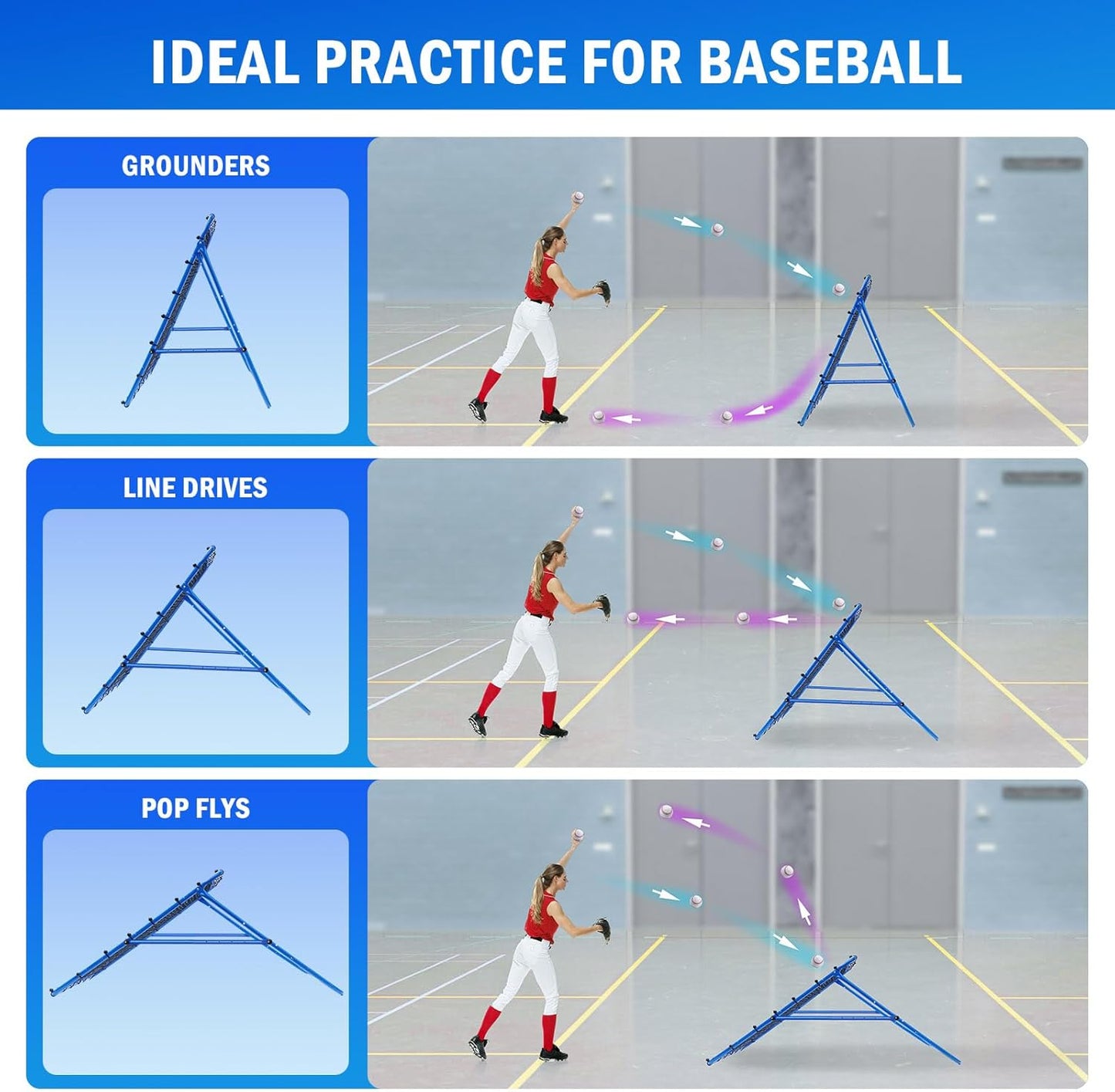 Volleyball Rebounder Net, Soccer Baseball Rebound Pitchback Net, Adjustable Target Practice Nets, Easy Setup Softball Bounce Back Trainer Equipment, Improve Sport Training Skills for Backyard