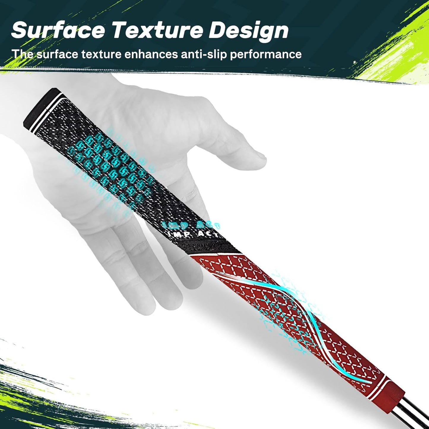 SAPLIZE Hybrid Golf Grips (CL07) - Set of 13, Innovative Design, Cross Corded Rubber Technology, Options of 8 Colors, Standard/Midsize, Basic/Deluxe Kit for Choice, Multicompound Golf Club Grips