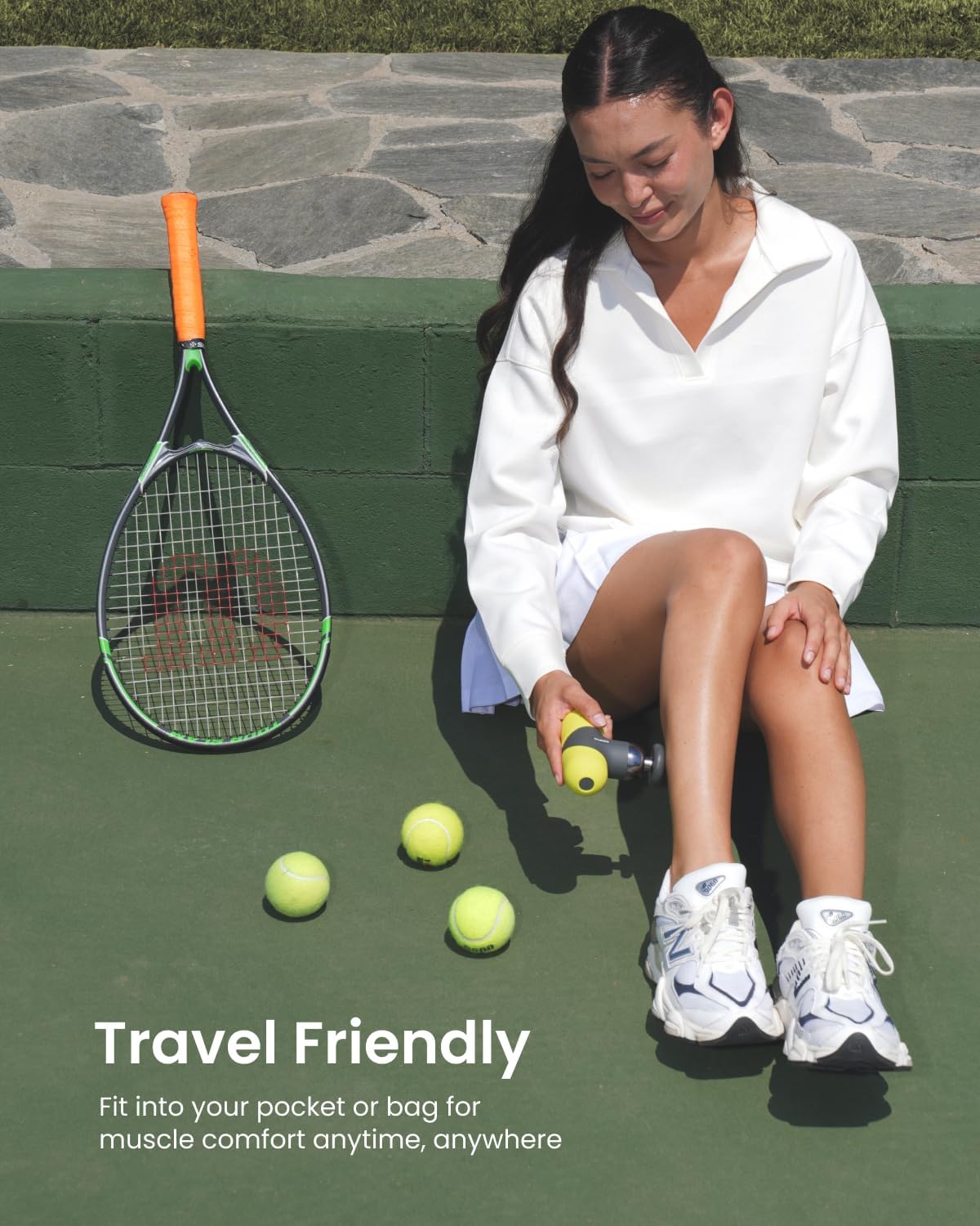 RENPHO Mini Thermal Massage Gun with Heat, Percussion Massager Gun Portable, Color Silicone Sleeves Travel Size with Carry Case, Neon Green