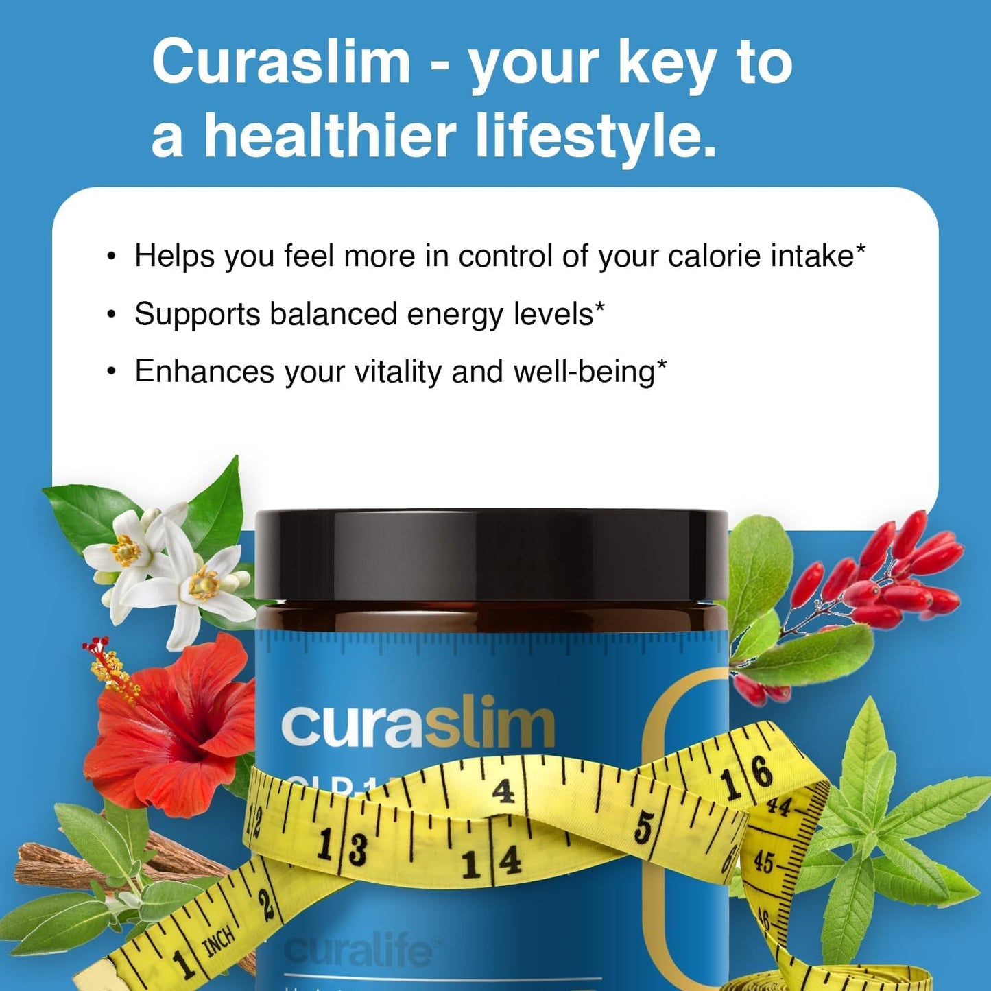 Curaslim Weight Loss Supplement | 10 Natural Ingredients, Berberine, 5HTP, L-Glutamine, Saffron | Appetite Suppressant, Support Energy, Metabolism & Sleep | 120 Capsules