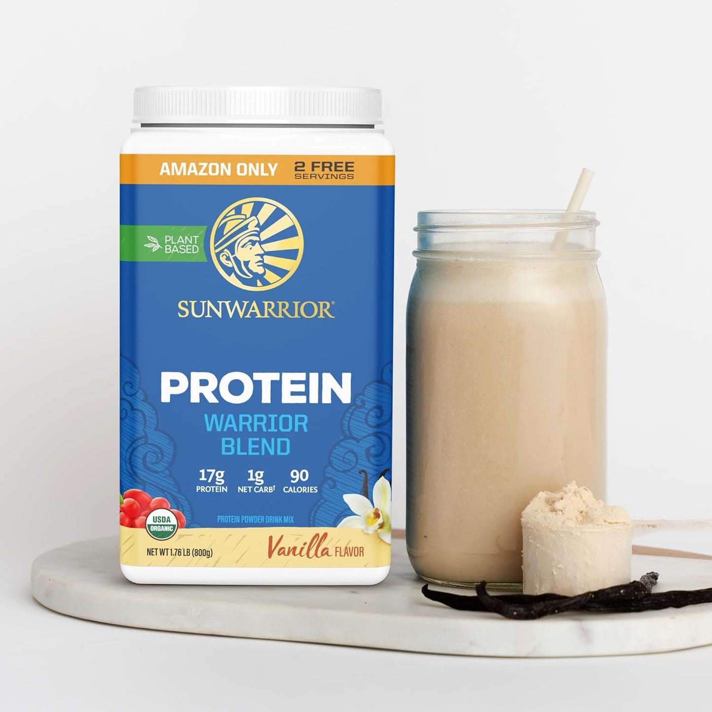 Organic Plant Based Protein Powder | Vegan Organic Protein Powder Vanilla Flavored with BCAA Amino Acids & Hemp Seed Pea Blend | Non-GMO Soy Dairy Filler & Gluten Free (Vanilla, 32 Servings)