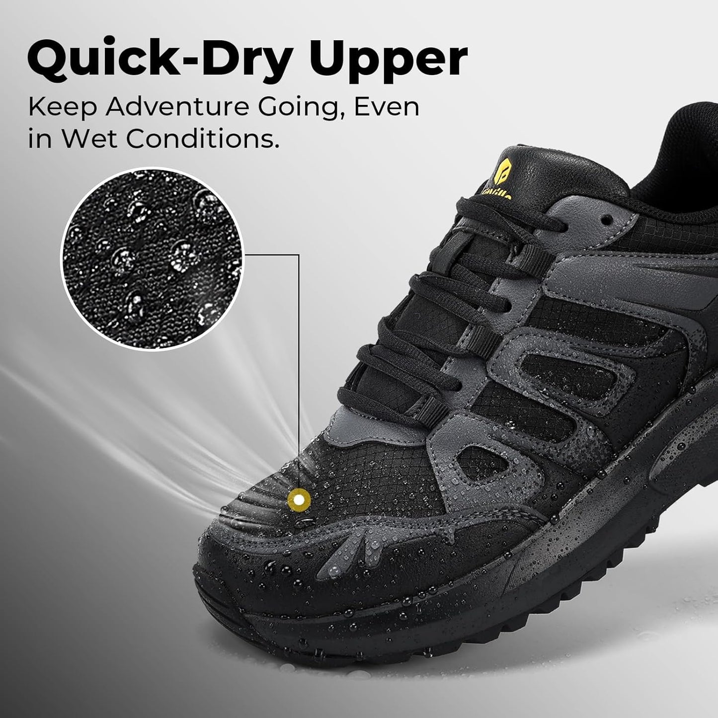 FitVille Men's Wide Hiking Shoes Water Repellent Trekking Trails Outdoor Sneakers Cushioned Lightweight Walking Running Shoes with Arch Support
