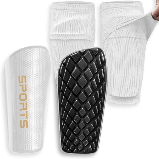 Soccer Shin Guards for Kids Youth Adults - Shin Pads and Sleeves with Optimized Insert Pocket for Boys Girls Men Women for Football Games - Protective Soccer Equipment