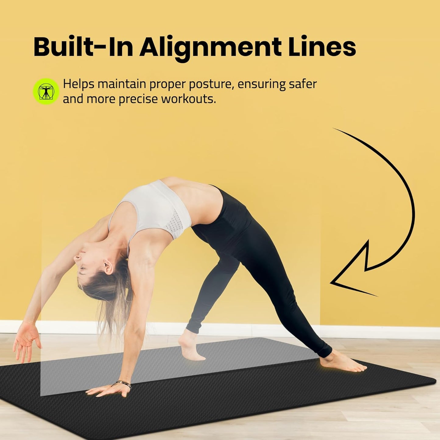 Extra Wide Yoga Mat for Men Women (72"L x 36"W) Non Slip Fitness & Exercise Mat with Alignment Marks for Yoga, Pilates, Floor Workouts