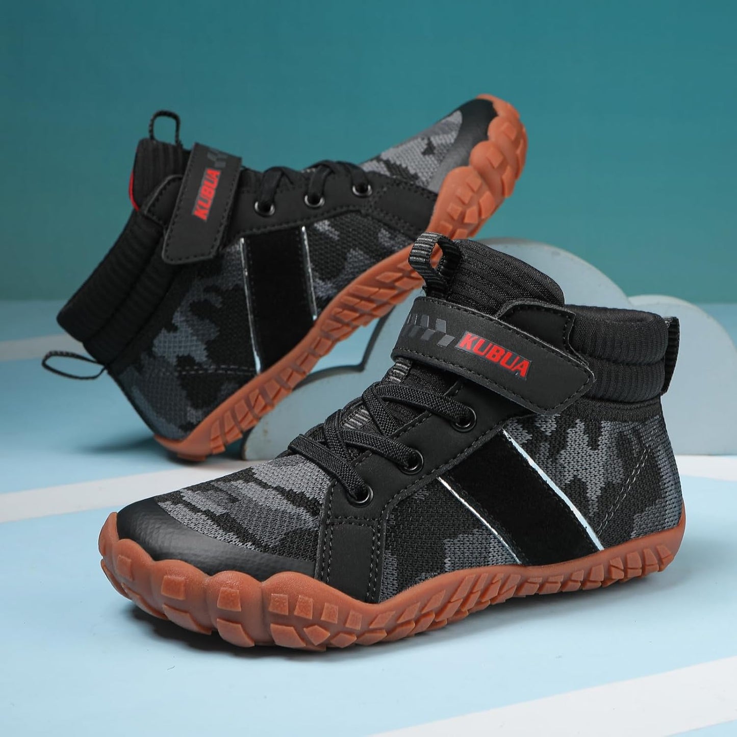 KUBUA Kids High Top Barefoot Shoes Boys Girls Minimalist Sneakers Lightweight Comfort Zero Drop Shoes Toddler Little Big Kid