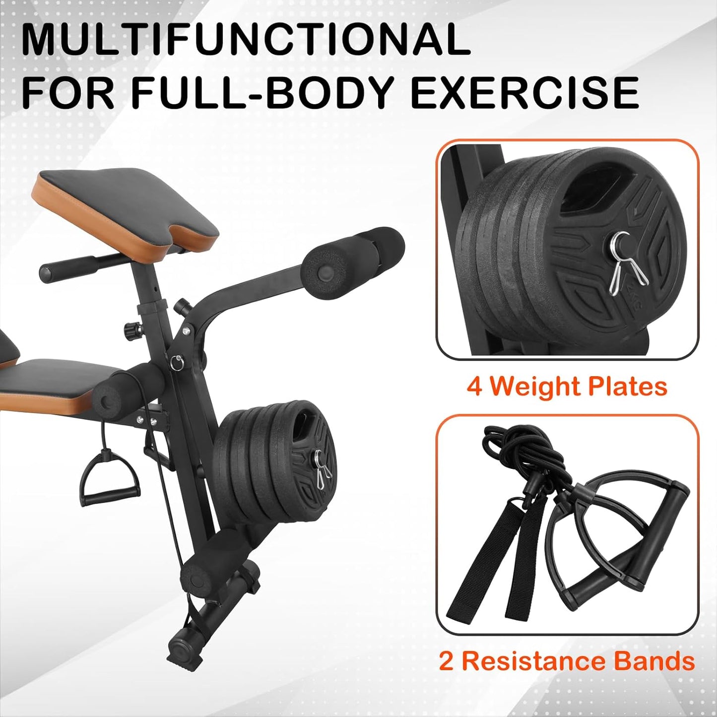 PENSUN Adjustable Weight Bench, Foldable Workout Bench Press for Home Gym Exercise, Flat Incline Decline Sit Up Position for Full All-in-One Body Strength Training W/Leg Extension and Preacher Pad