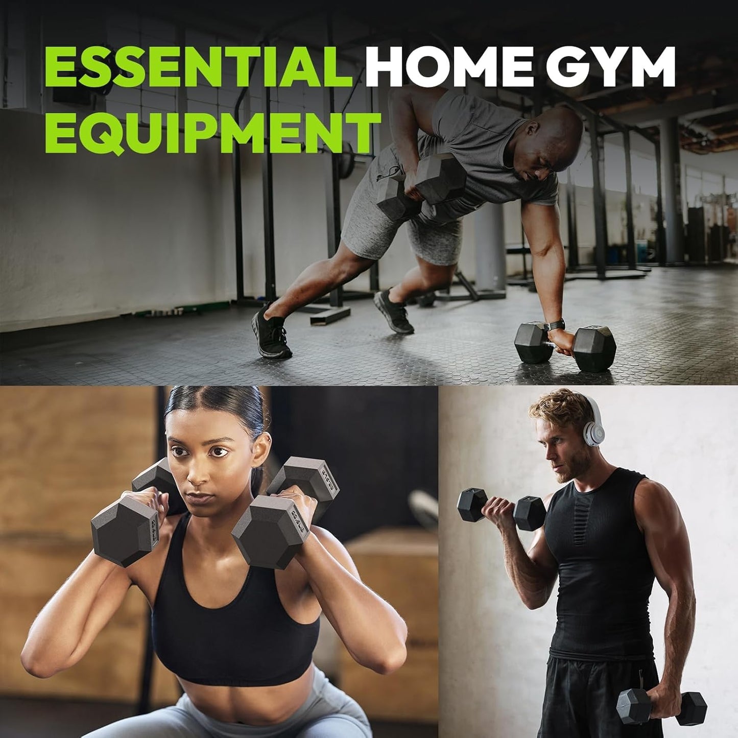 Hex Dumbbell 45-480 lb Set, Rubber Encased Exercise & Fitness Dumbbells for Home Gym, Hand Weights for Strength Training