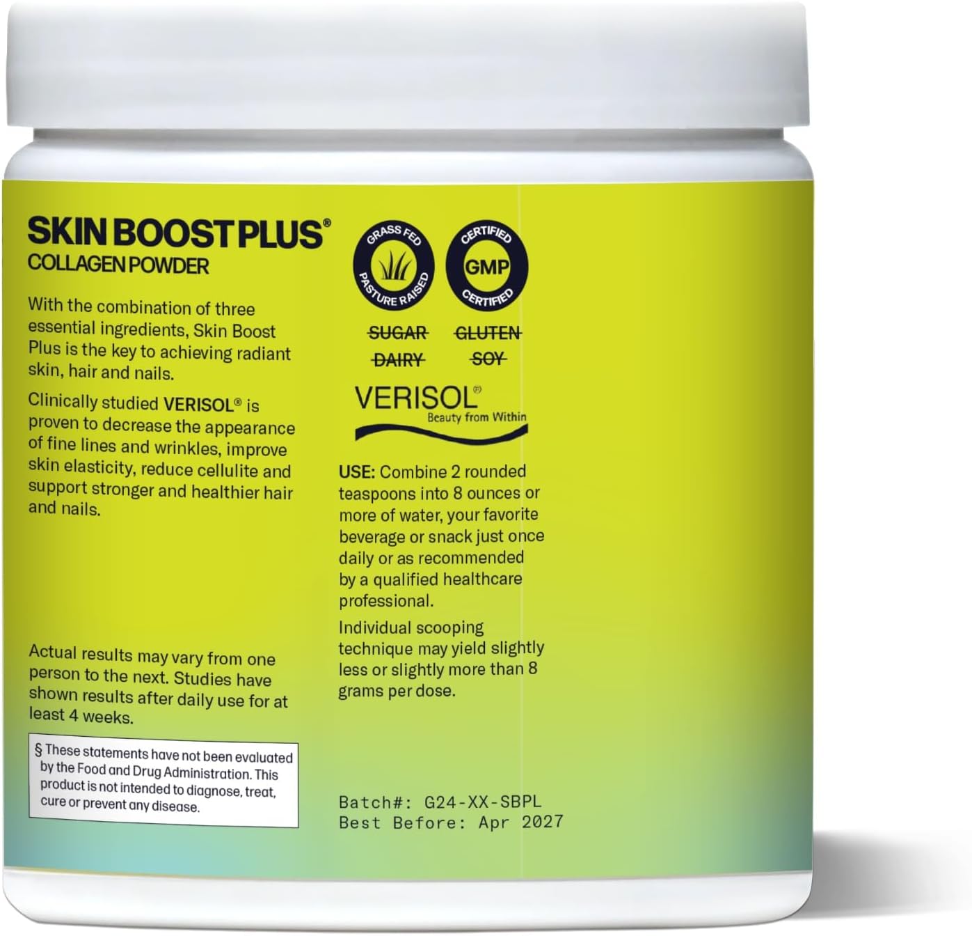 Skin Boost Plus (Acai Lemonade) [30-Serves] | Collagen Powder Supplement with VERISOL Bioactive Hydrolyzed Collagen Peptides, Vitamin C & Hyaluronic Acid to Improve Skin Elasticity