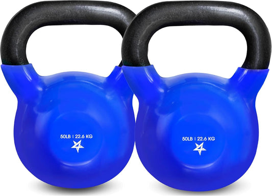 Yes4All 5-100 LB Kettlebells Vinyl Coated Cast Iron for Dumbbell Weights Exercises, Gym, Fitness, Full Body Workout Equipment Push up, Grip and Strength Training