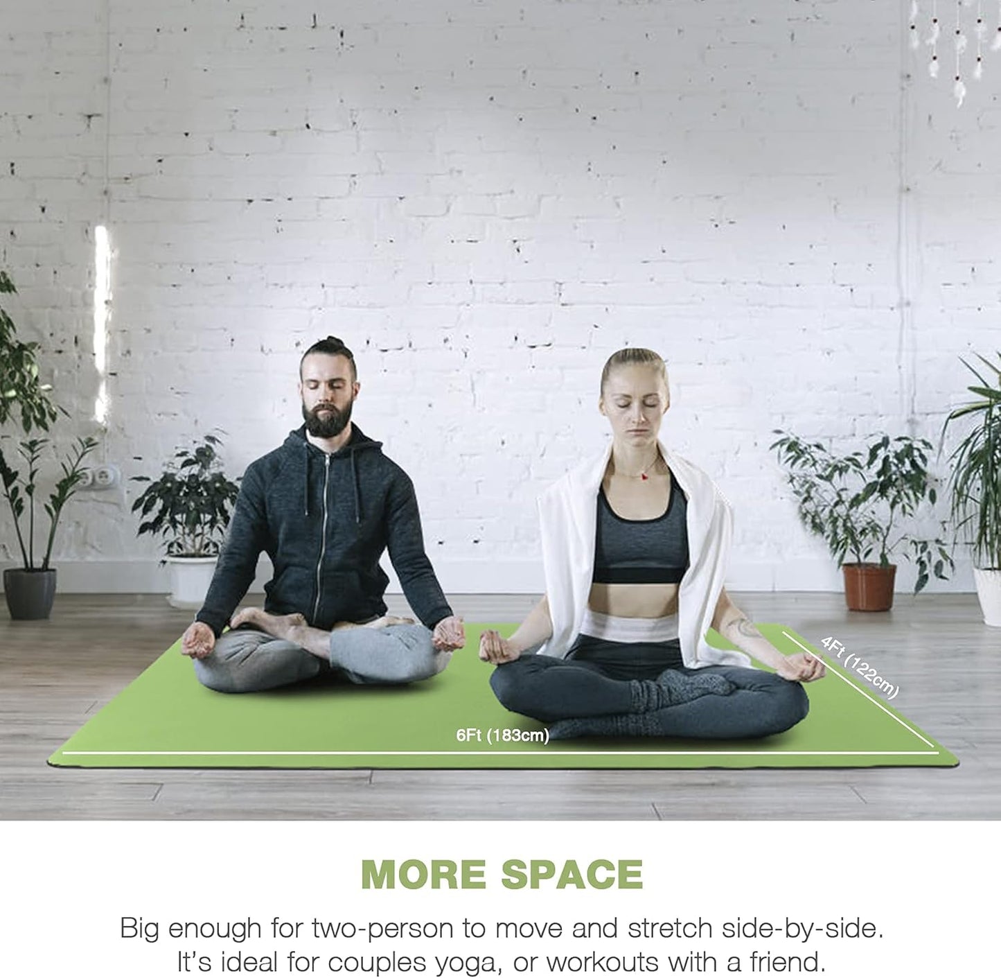 Large Yoga Mat for Men and Women 1/4 & 2/5 Inch Extra Thick TPE Fitness Mat for Home Gym Workout, Non-Slip, Eco Friendly Exercise Mat for Yoga, Pilates, Stretching, Meditation