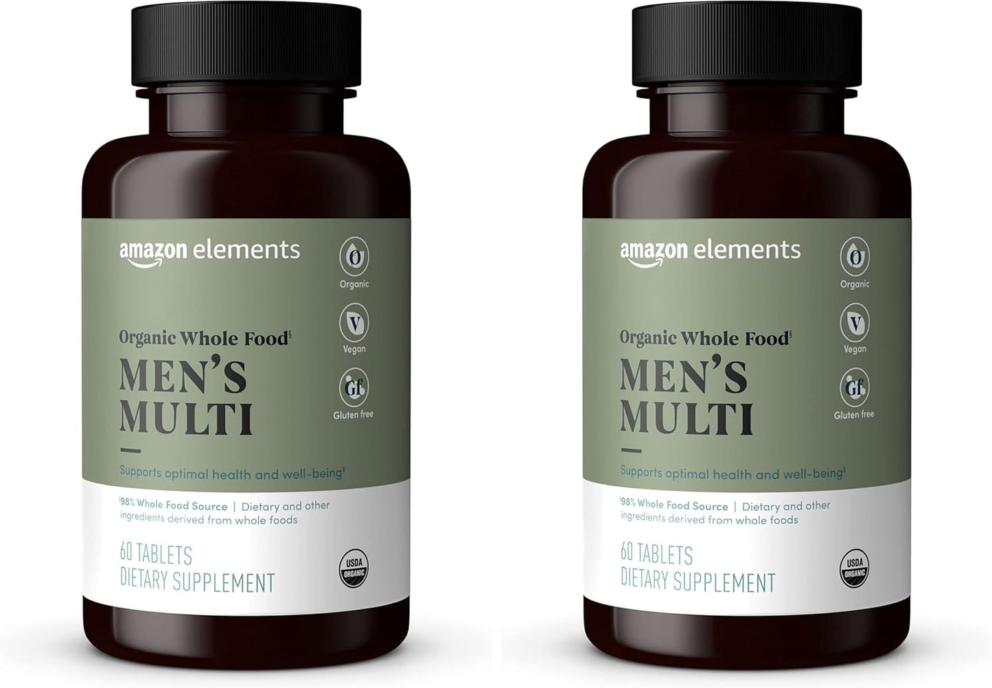 Amazon Elements Organic Whole Food Men's Multi, 60 Tablets (Pack of 2)
