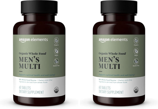 Amazon Elements Organic Whole Food Men's Multi, 60 Tablets (Pack of 2)