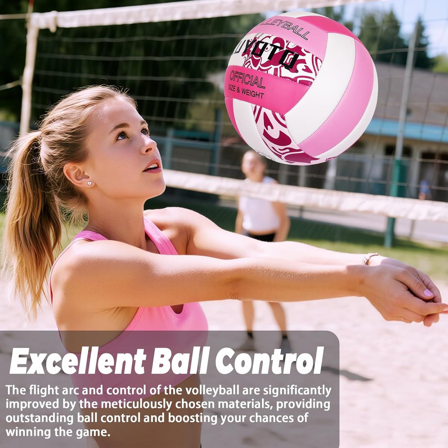 KUYOTQ Official Size 5 in&Outdoor Beach Volleyball,3MM Thickened Surface Soft Leather Youth Womens Mens Volleyball for Game Gym Training(Deflated)