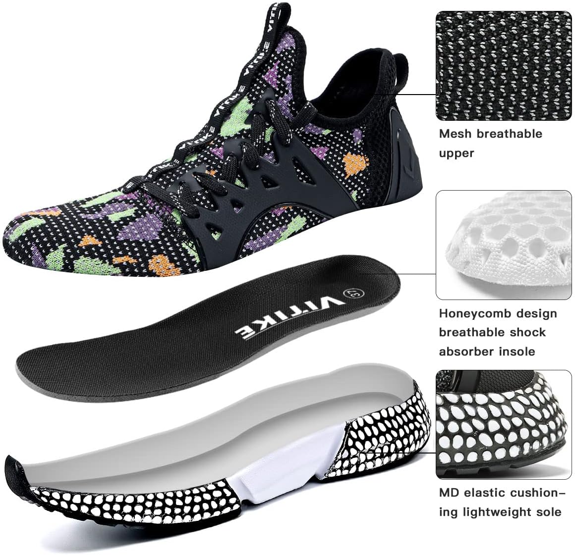 WETIKE Boy's Shoes Mesh Slip on Lightweight Running Sneakers