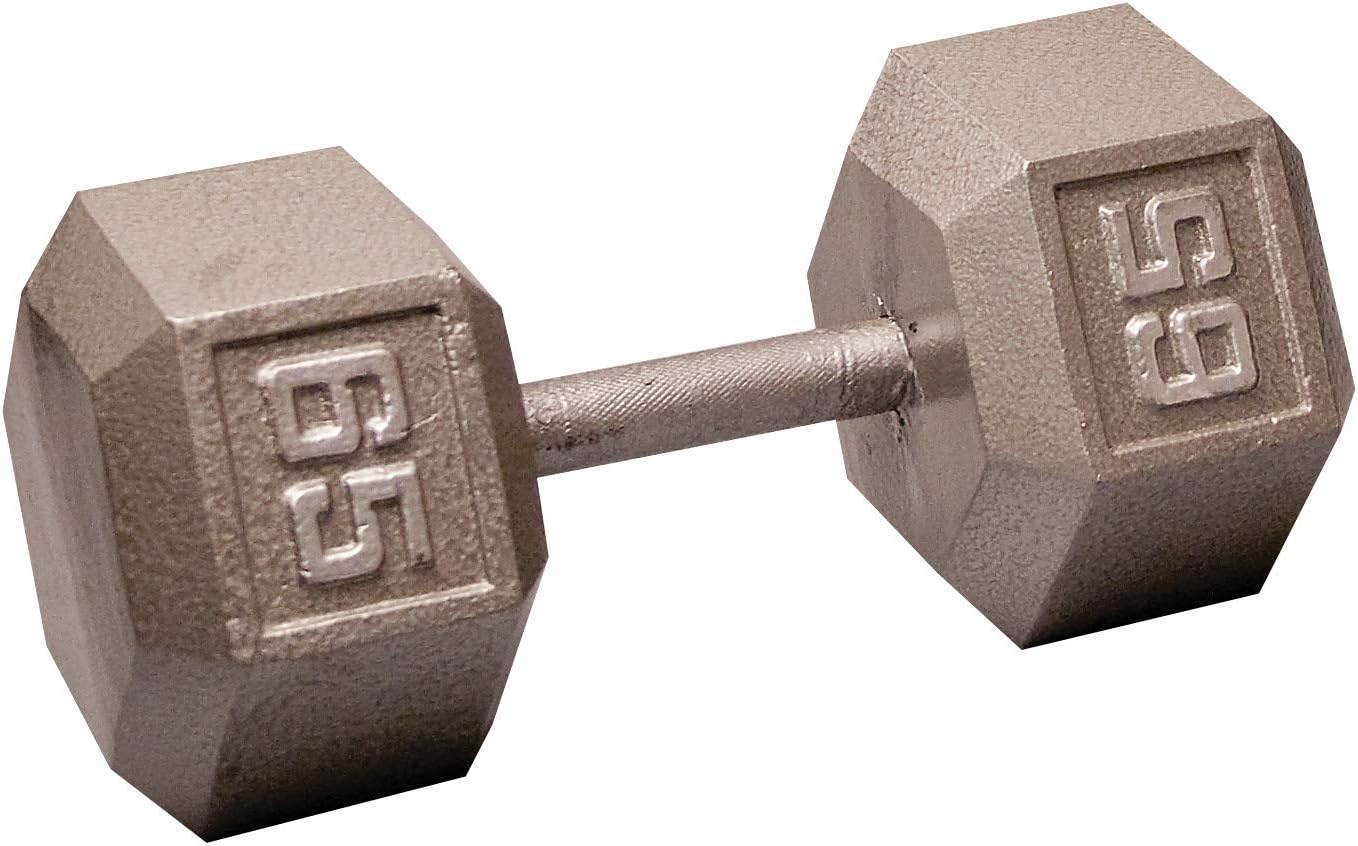 Body-Solid Cast Iron Hexagon Dumbbell, Hand Weights For Men and Women, Weight Dumbbells for Strength Training, Body Building Home Gym Training Gear