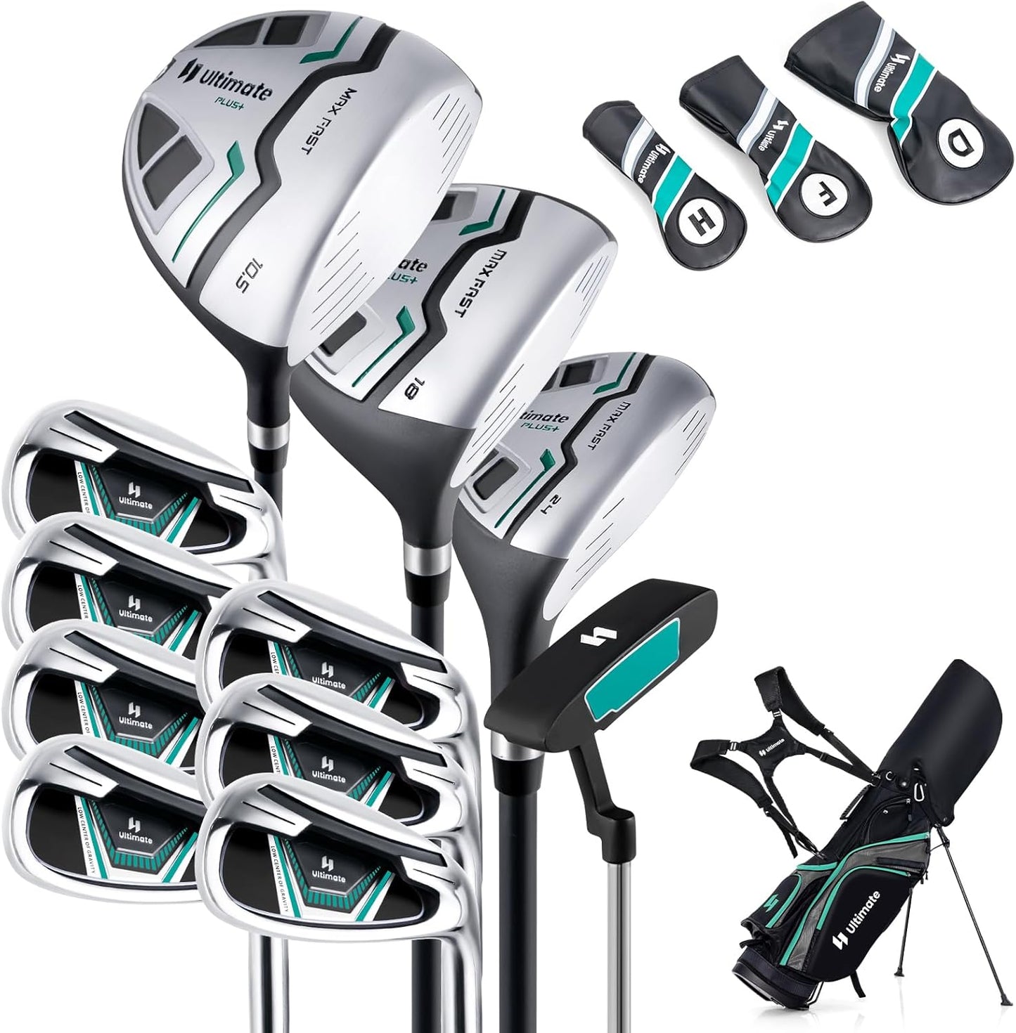 ULTIMATE Men's Complete Golf Club Set – Right-Handed, 9/11-Piece Full Set Including 460cc #1 Driver, #3 Fairway Wood, Hybrid, #6, #7, #8, #9, #P Irons, and a Precision Putter