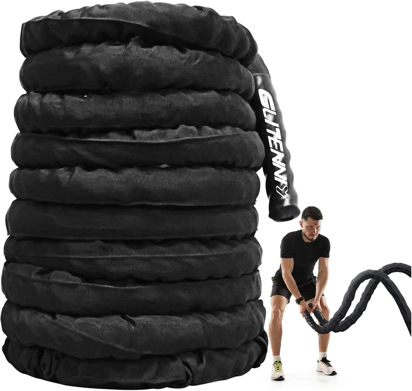 Battle Ropes Black Workout Rope 1 inch Battle Ropes for Home Gym 30ft Exercise Ropes for Working Out Heavy Ropes for Exercise Training Weighted Rope Weighted Workout Rope Battle Rope