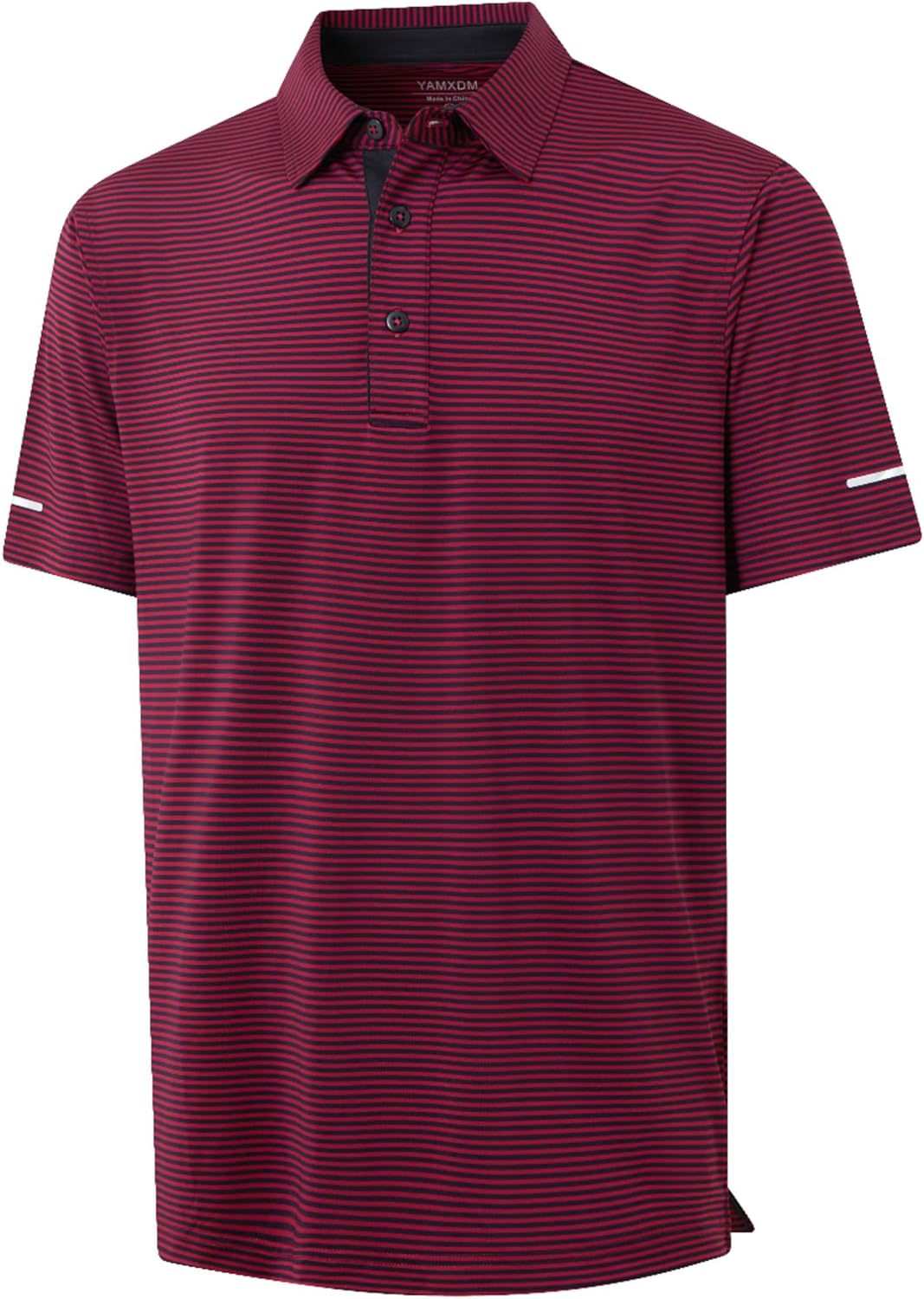 Golf Shirts for Men - Moisture Wicking Short Sleeve Performance Sport Casual Striped Collared Mens Polo Shirt
