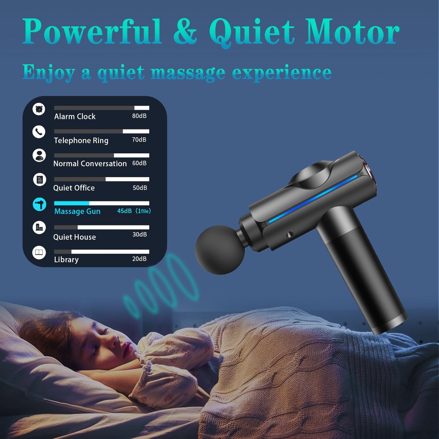 Massage Gun, Deep Tissue Massage Gun for Pain Relief, Quiet Electric Percussion Massager, Handheld Electric Muscle Massager with Carry Case 20 Speeds & LED Screen, Gift for Women/Men. Grey