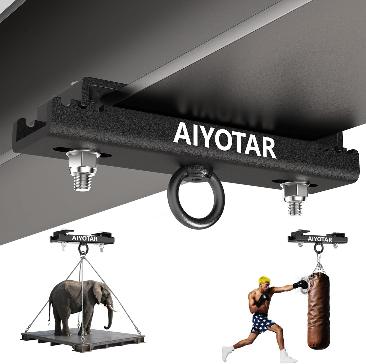 I Beam Clamp Hanger Mount, Heavy Duty Steel Beam Clamp, Heavy Punching Boxing Bag Hanger 5600LB Maximum Bearing Capacity H beam clamp hanger for Boxing Muay Thai MMA Training Gym Swing Trapeze Hammock